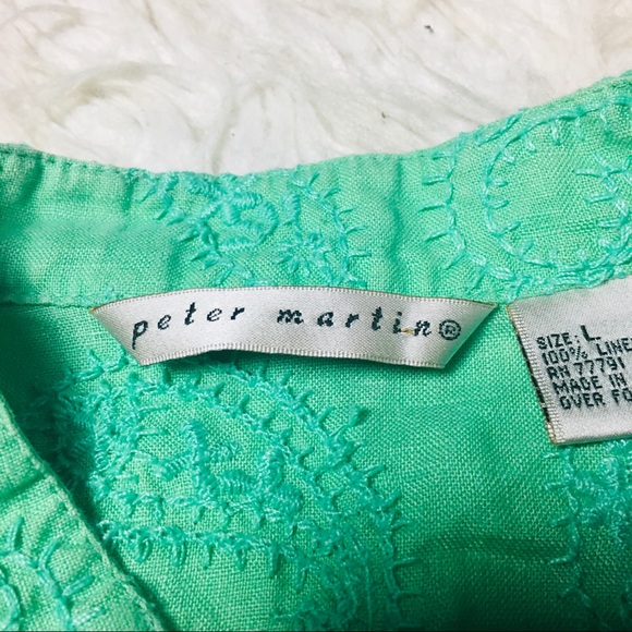 Peter Martin 100% Linen Tank Top Sleeveless Paisley Print Green Size Large - Picture 12 of 12